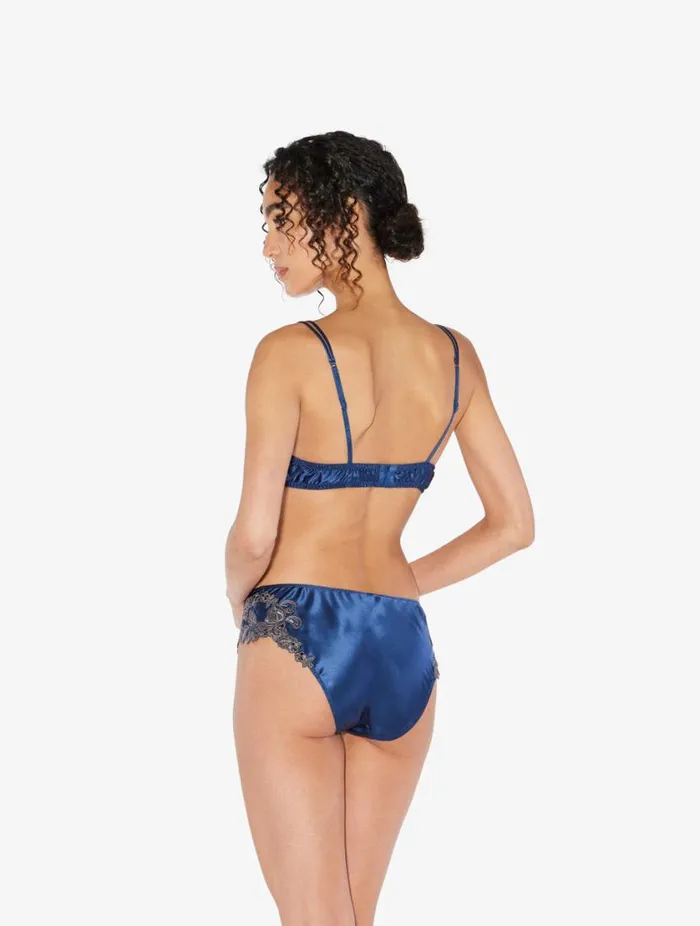 Blue Silk Medium Briefs With Frastaglio Lingerie La Perla Midrise