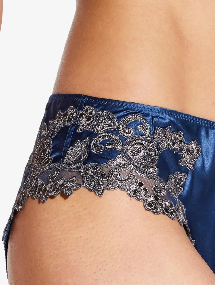 Blue Silk Medium Briefs With Frastaglio Lingerie La Perla Midrise