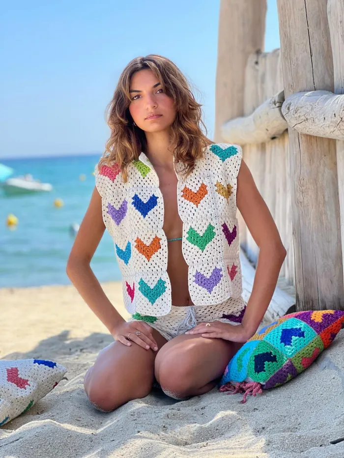 Boleros Women Rose Carmine BOLERO NO SLEEVES MON COEUR ECRU