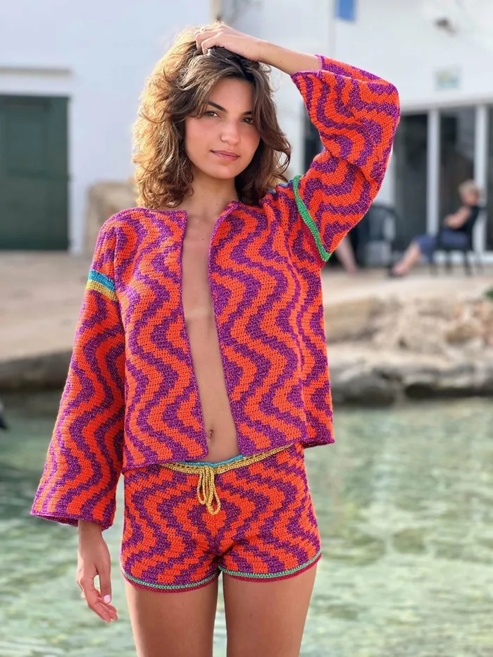 Boleros Women Rose Carmine BOLERO ZIGZAG ORANGE