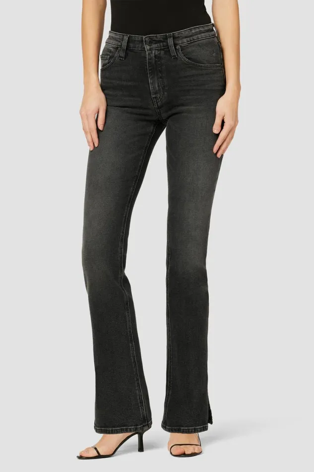 Bootcut Women Hudson Jeans Barbara HighRise Baby Bootcut Jean W Slit Hem Black Sand