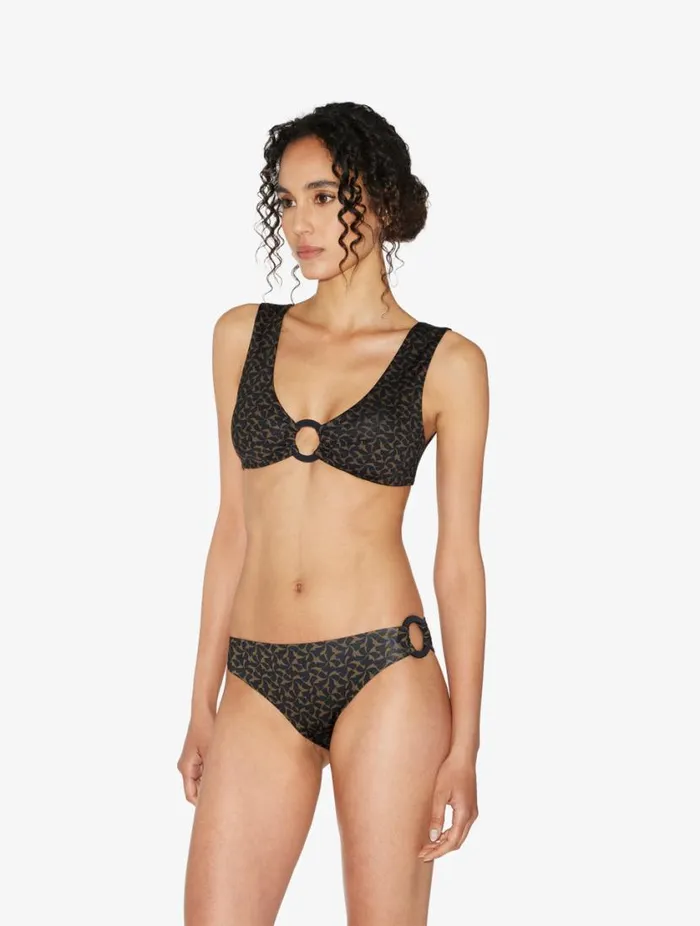 Bralette Bikini Top In Dark Green And Black Swim La Perla Bikinis