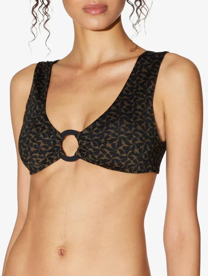 Bralette Bikini Top In Dark Green And Black Swim La Perla Bikinis