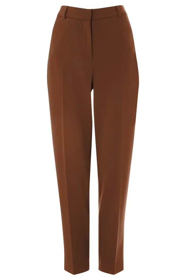 Brown Straight Leg Stretch Trouser Women Roman Trousers