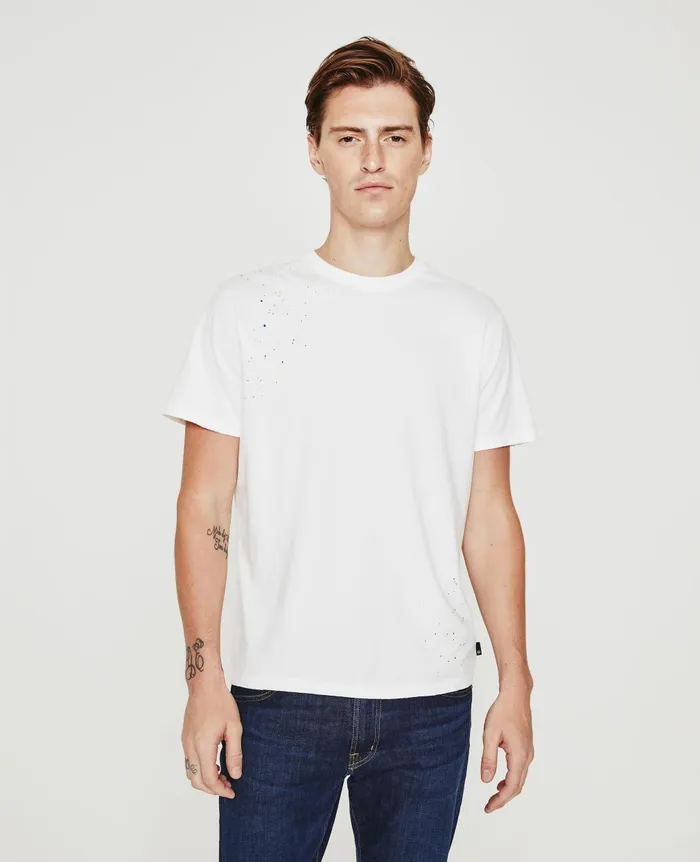 Bryce Crew Stone Dot White Multi Men AG Jeans Tees