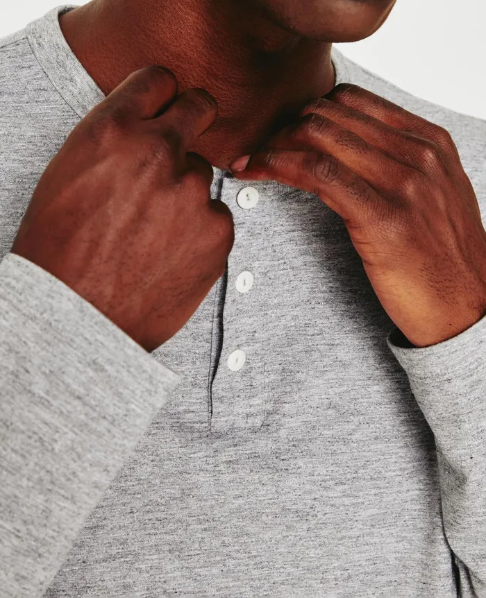 Bryce Long Sleeve Henley Heather Grey Men AG Jeans Tees Bryce Long Sleeve Henley Heather Grey Men AG Jeans Tees