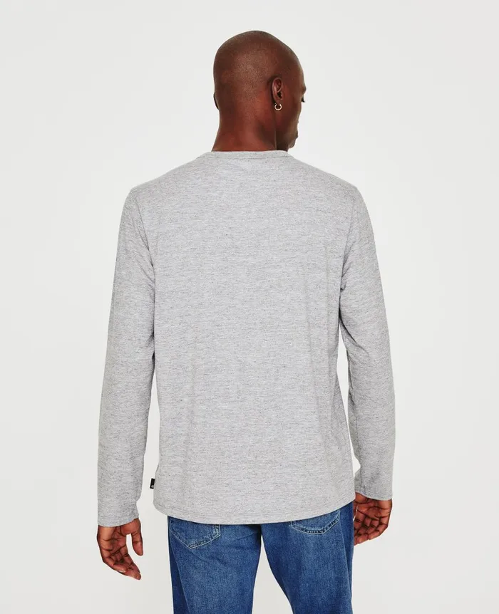 Bryce Long Sleeve Henley Heather Grey Men AG Jeans Tees Bryce Long Sleeve Henley Heather Grey Men AG Jeans Tees