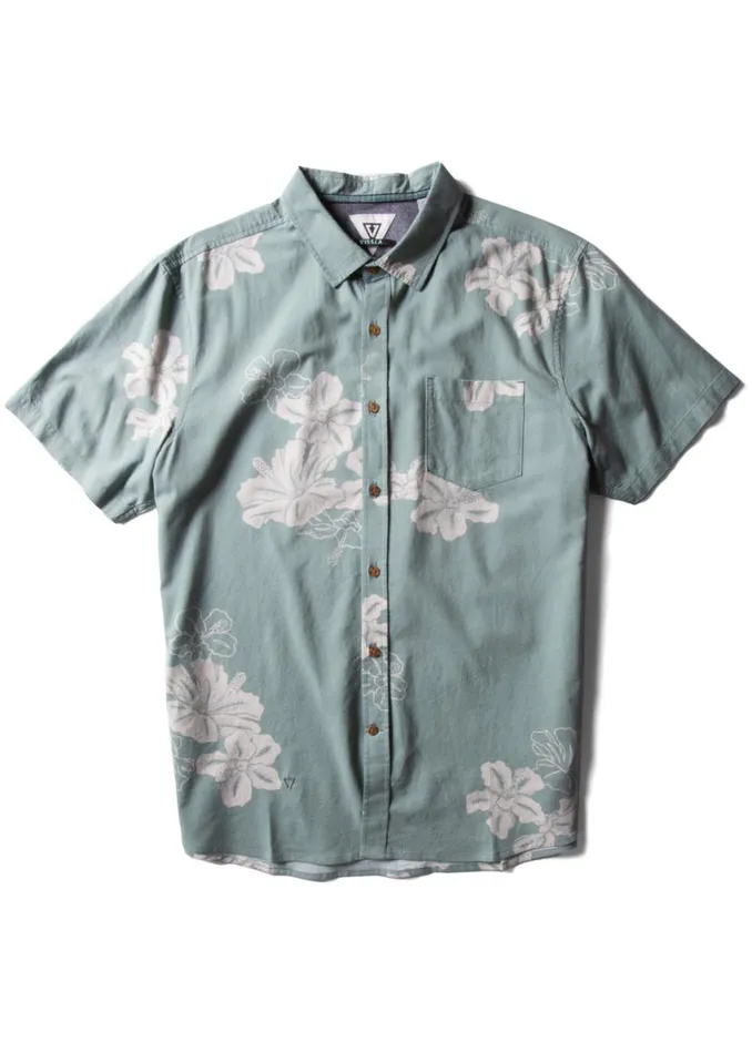 Byebiscus Eco Ss Shirt Light Sage Men Vissla Shirts and Flannels