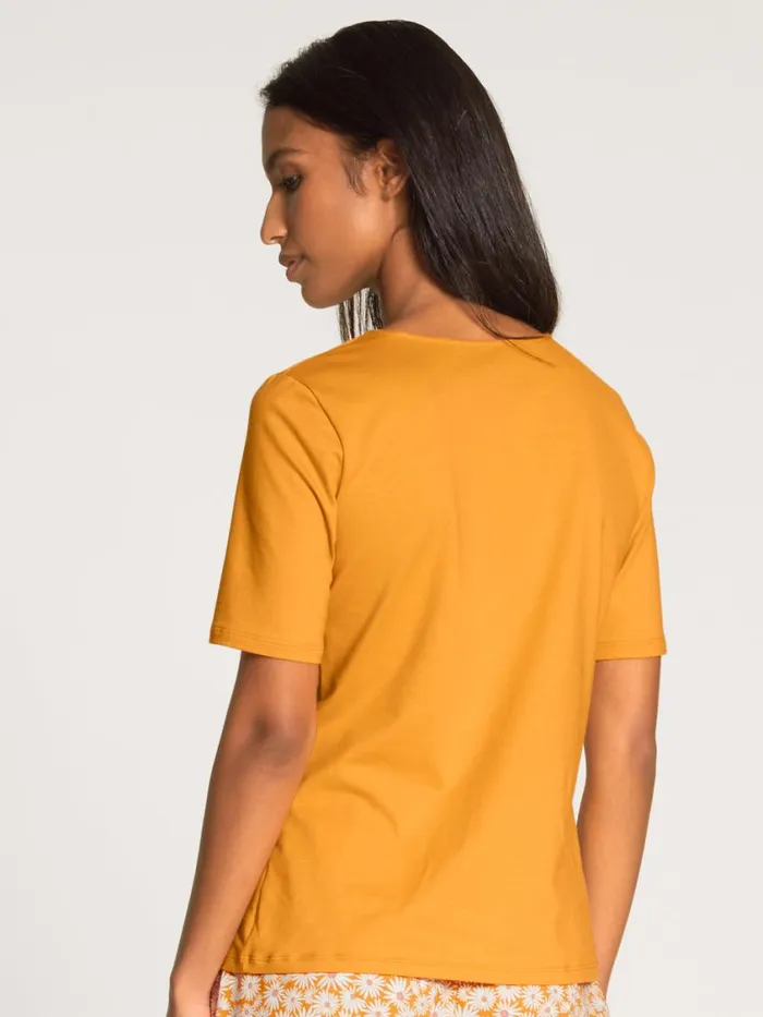 CALIDA Shirts Women Shirt Short Sleeve Honeycomb Yellow
