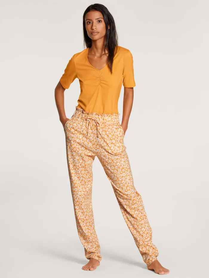 CALIDA Shirts Women Shirt Short Sleeve Honeycomb Yellow