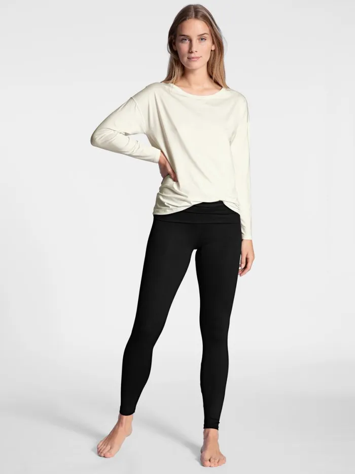 CALIDA Yoga Women Shirt Long Sleeve Star White