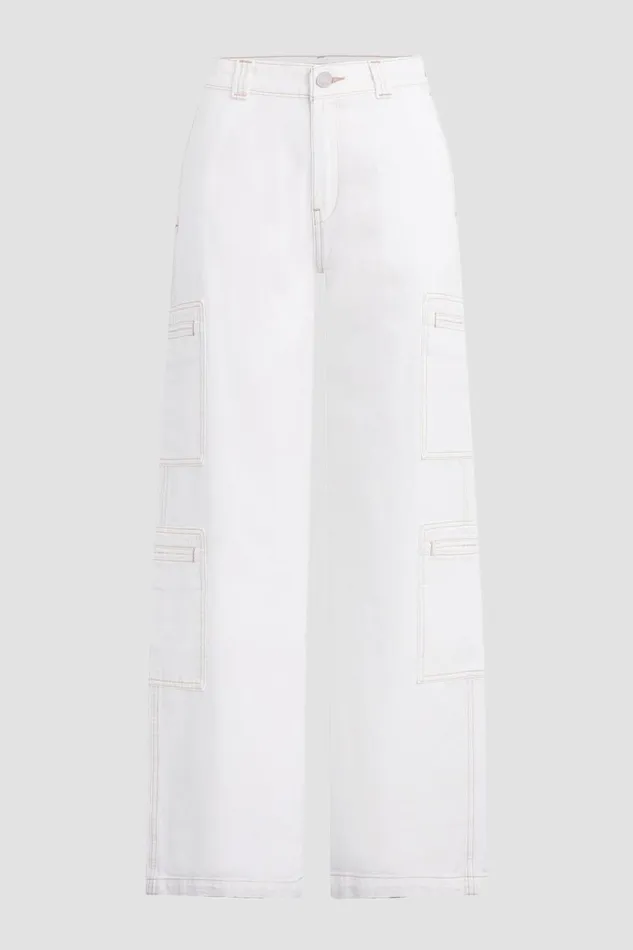 Cargo Women Hudson Jeans HighRise Welt Pocket Wide Leg Cargo White Cargo Women Hudson Jeans HighRise Welt Pocket Wide Leg Cargo White