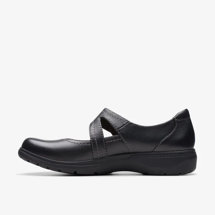 Carleigh Jane Black Leather Women Clarks Clogs and Mules