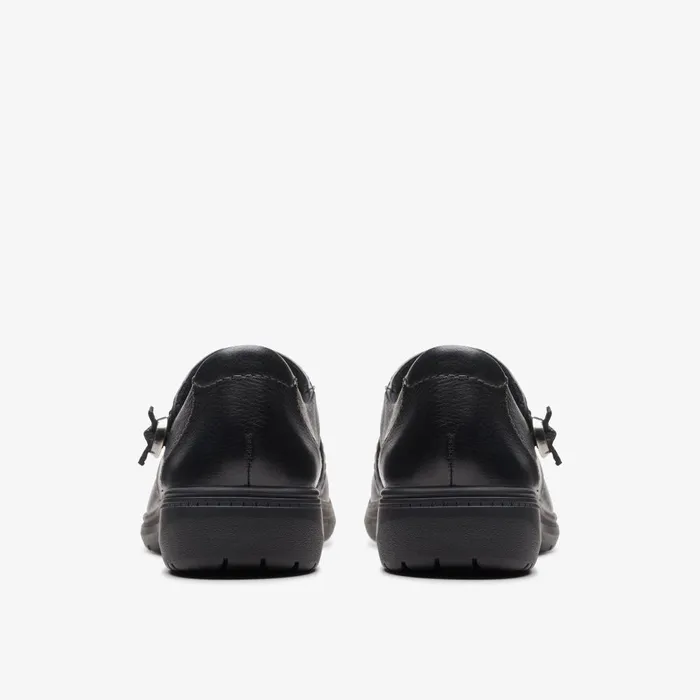Carleigh Jane Black Leather Women Clarks Clogs and Mules