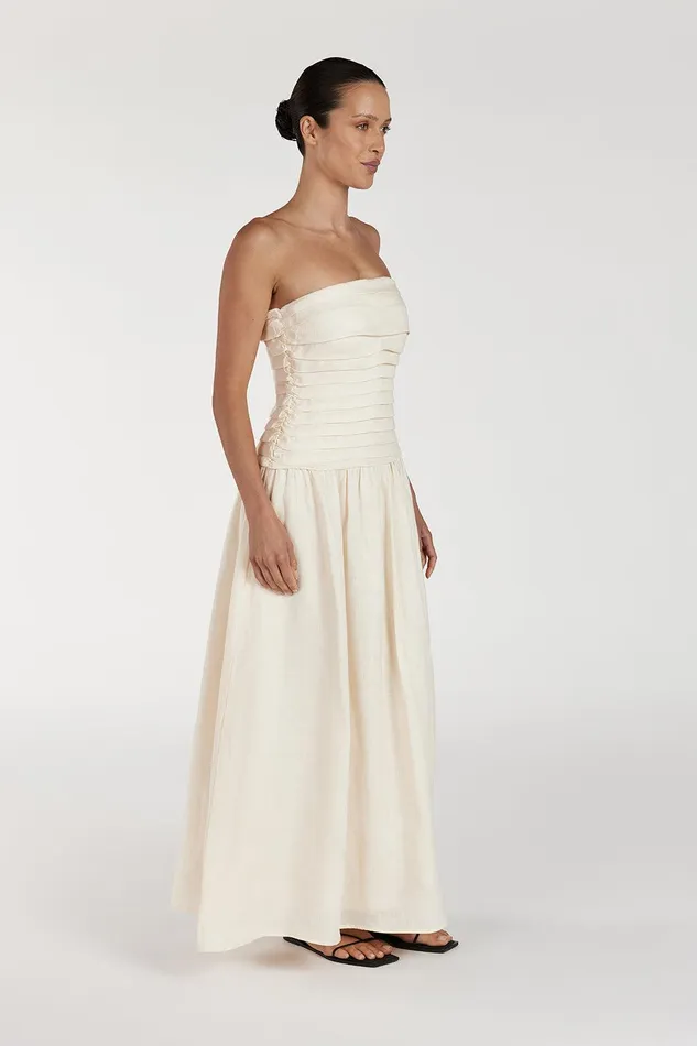 CATANIA CREAM LINEN STRAPLESS DRESS Women DISSH Midi Dresses