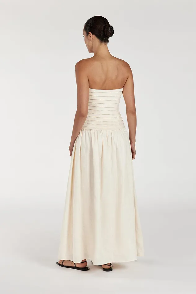 CATANIA CREAM LINEN STRAPLESS DRESS Women DISSH Midi Dresses