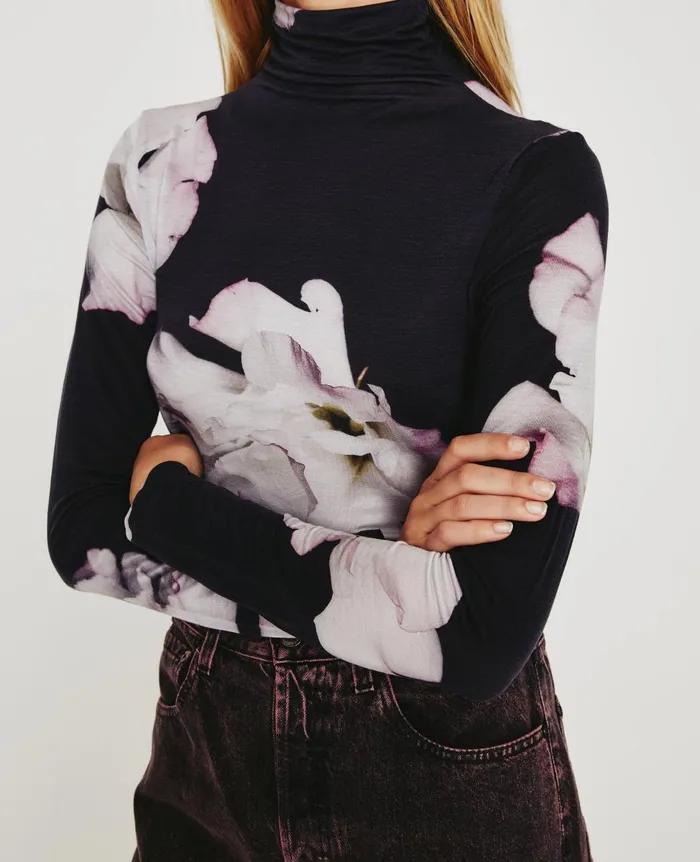 Chels Turtleneck Will Garden Black Multi Women AG Jeans Tops and Shirts Chels Turtleneck Will Garden Black Multi Women AG Jeans Tops and Shirts