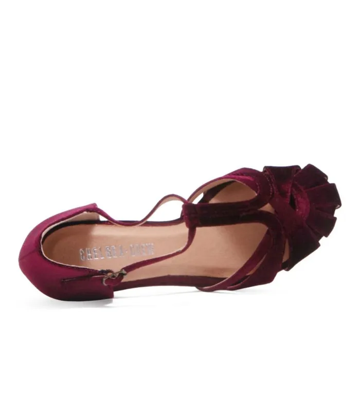 Chelsea Crew 1920s Burgundy Velvet TStrap Sergi Heels Shoes Unique Vintage Heels