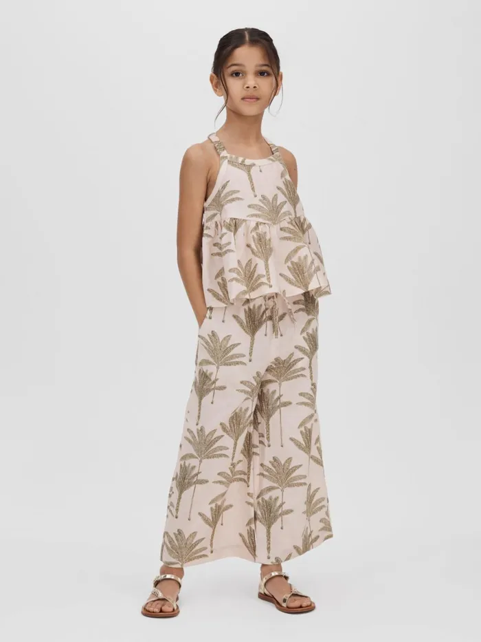 Children Reiss CoOrds Klemee LinenCotton Drawstring Trousers Neutral