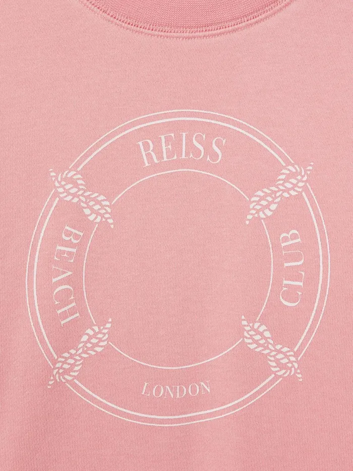Children Reiss CoOrds Leah Crew Neck TShirt And Shorts Set Pink
