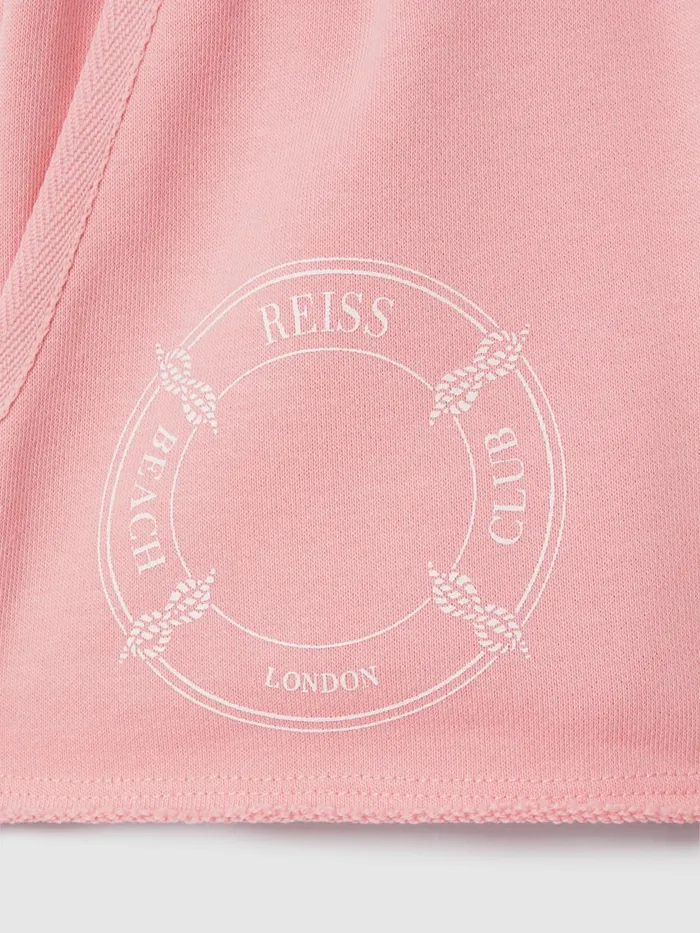 Children Reiss CoOrds Leah Crew Neck TShirt And Shorts Set Pink