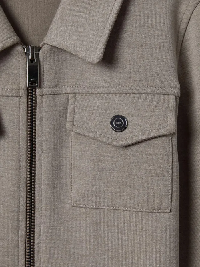 Children Reiss Coats and Jackets Medina Interlock Jersey ZipThrough Jacket Taupe