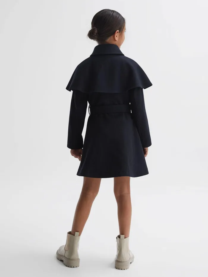 Children Reiss Coats and Jackets Rose Wool Shoulder Cape Coat Navy