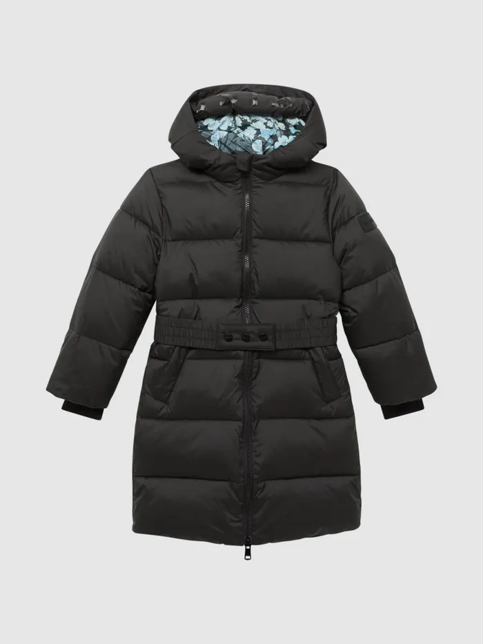 Children Reiss Coats and Jackets Tia Water Resistant Quilted Hooded Coat Black