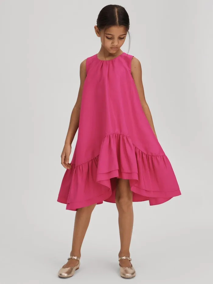 Children Reiss Dresses Cherie Layered HighLow Dress Bright Pink