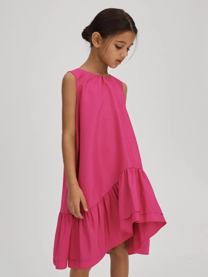 Children Reiss Dresses Cherie Layered HighLow Dress Bright Pink