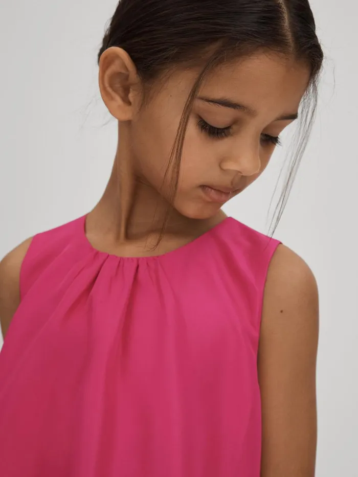 Children Reiss Dresses Cherie Layered HighLow Dress Bright Pink