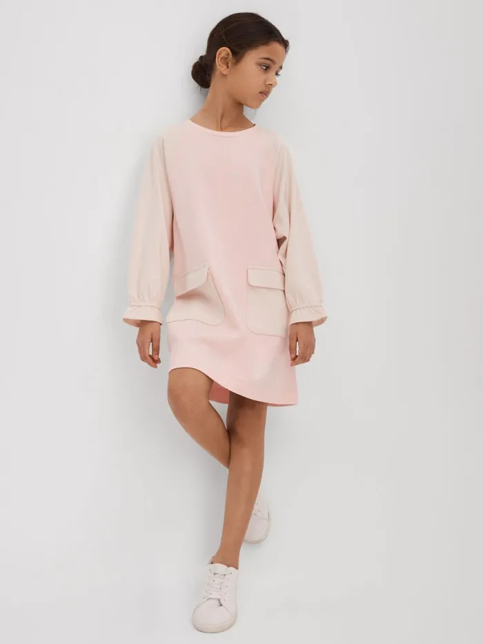 Children Reiss Dresses Courtney Colourblock Jersey Dress Pink