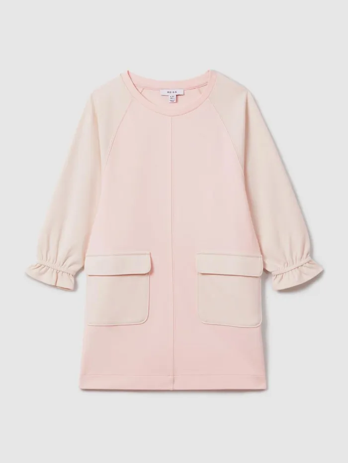 Children Reiss Dresses Courtney Colourblock Jersey Dress Pink