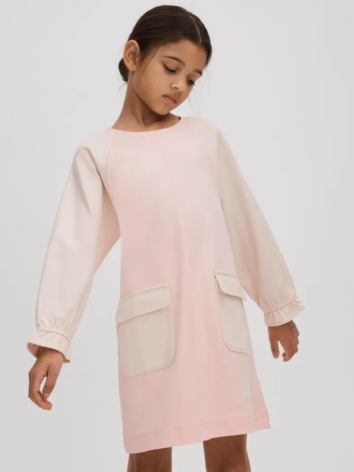 Children Reiss Dresses Courtney Colourblock Jersey Dress Pink