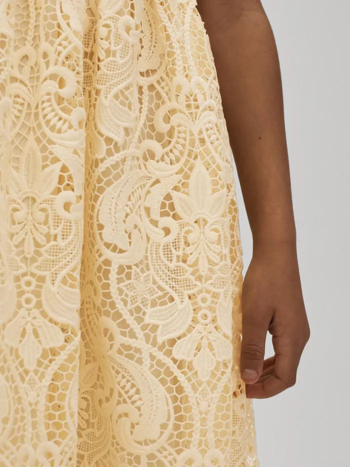 Children Reiss Dresses Daia FitandFlare Lace Dress Lemon