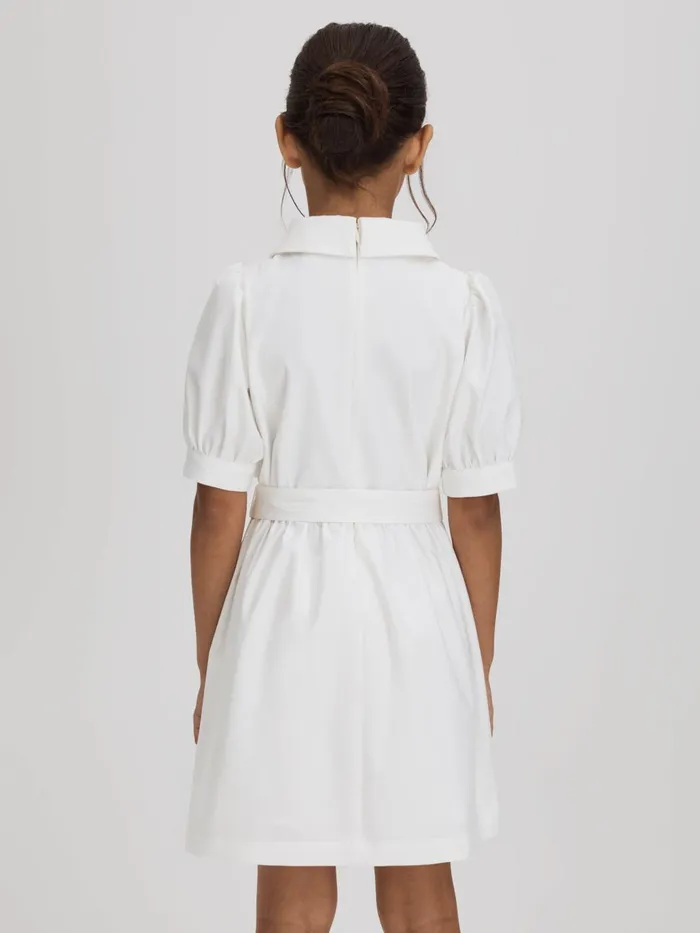 Children Reiss Dresses Dannie Embroidered Puff Sleeve Dress Ivory