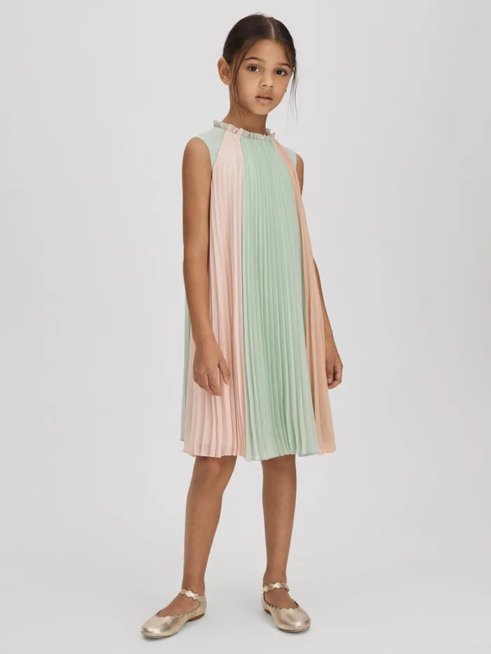 Children Reiss Dresses Pixie Pleated Ruffle Dress Pink