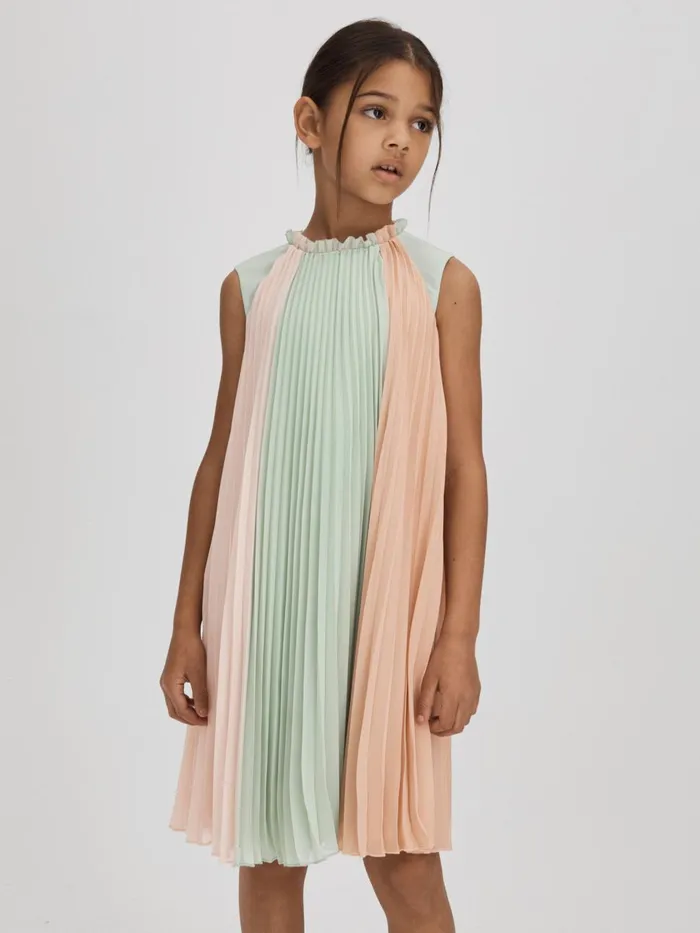 Children Reiss Dresses Pixie Pleated Ruffle Dress Pink