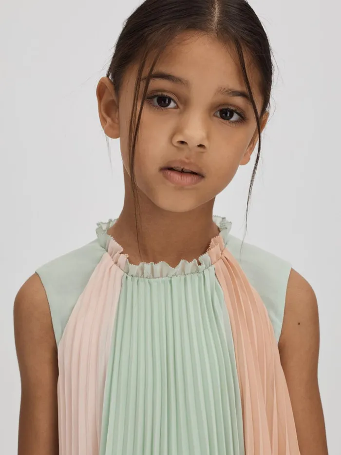 Children Reiss Dresses Pixie Pleated Ruffle Dress Pink
