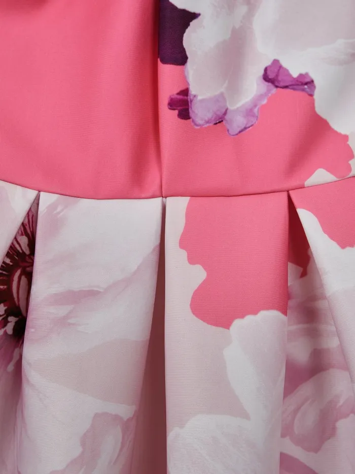Children Reiss Dresses Rosalind Scuba Floral Print Dress Pink