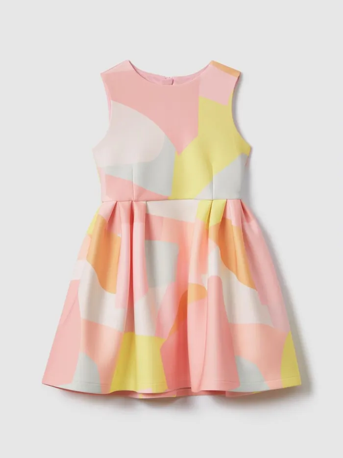 Children Reiss Dresses Trinny Pleated Scuba Dress Multi