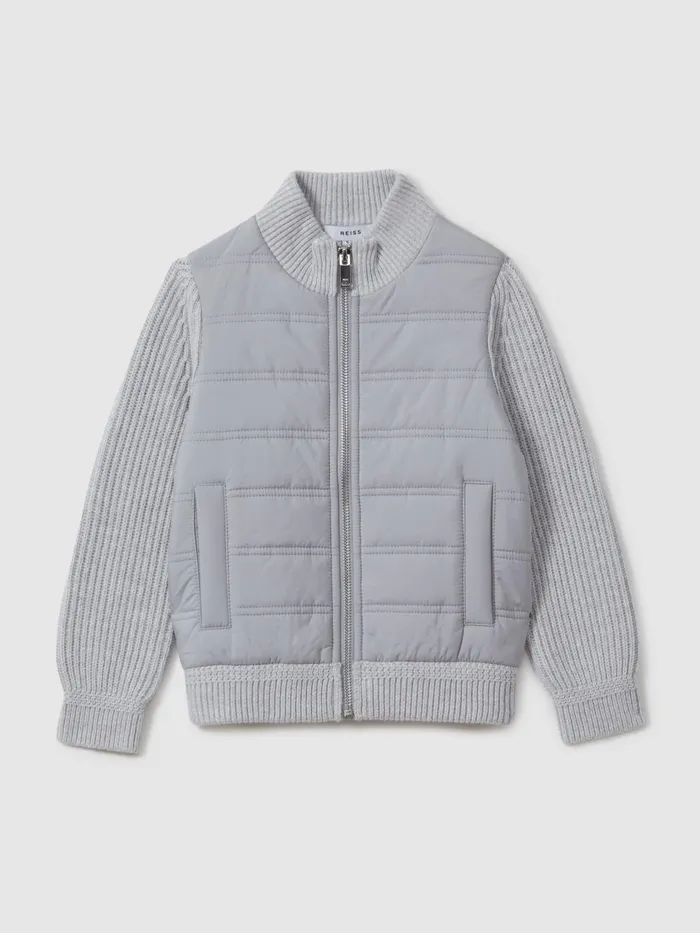Children Reiss Knitwear Trainer Hybrid Zip Through Quilted Jakcet Soft Grey Melange Children Reiss Knitwear Trainer Hybrid Zip Through Quilted Jakcet Soft Grey Melange