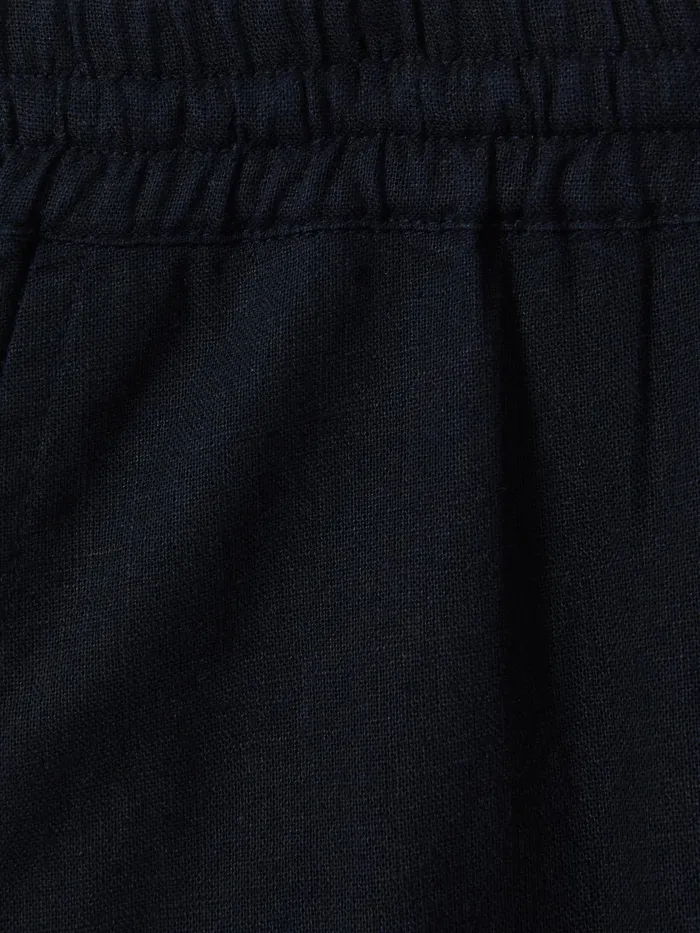 Children Reiss Pants Wilfred Linen Drawstring Tapered Trousers Navy