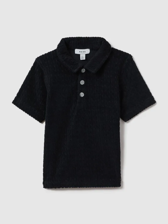 Children Reiss Polo Shirts Iggy Towelling Polo Shirt Navy