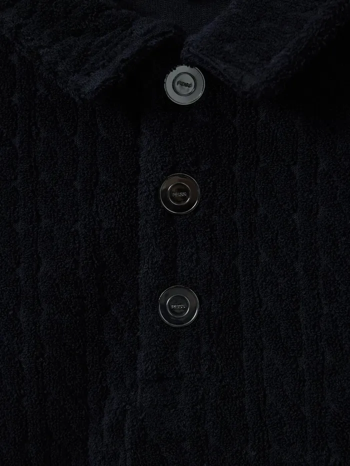 Children Reiss Polo Shirts Iggy Towelling Polo Shirt Navy