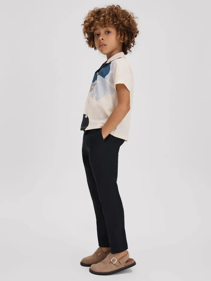 Children Reiss Polo Shirts Parc Mercerised Cotton Cuban Collar Shirt Greyblue Multi