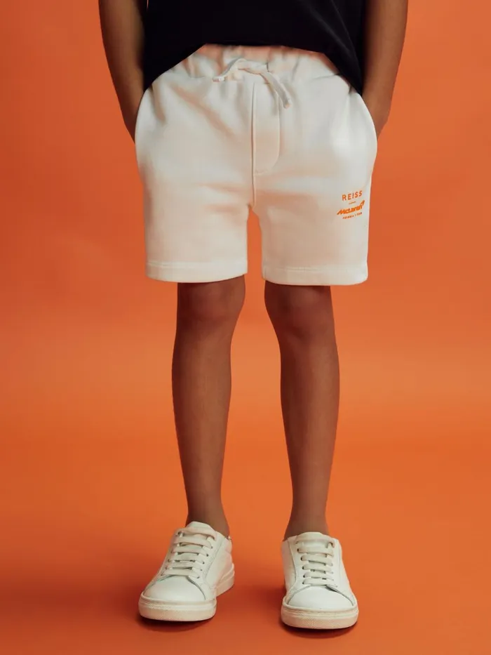 Children Reiss Reiss X Mclaren F1 Team F1 Cotton Drawstring Shorts White