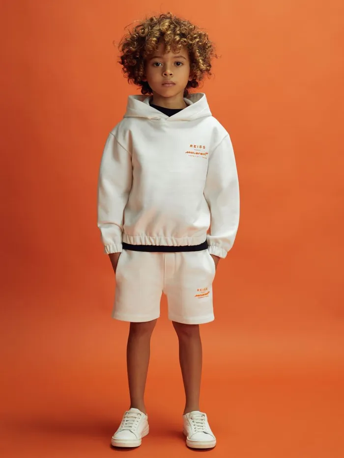 Children Reiss Reiss X Mclaren F1 Team F1 Cotton Drawstring Shorts White
