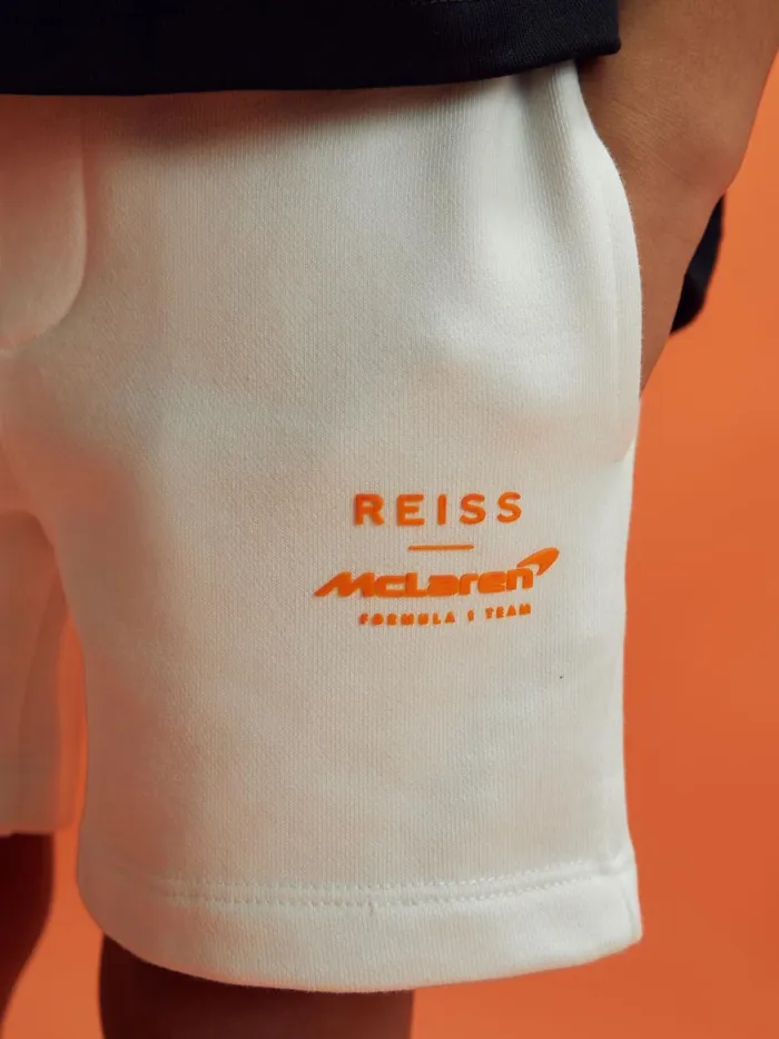 Children Reiss Reiss X Mclaren F1 Team F1 Cotton Drawstring Shorts White