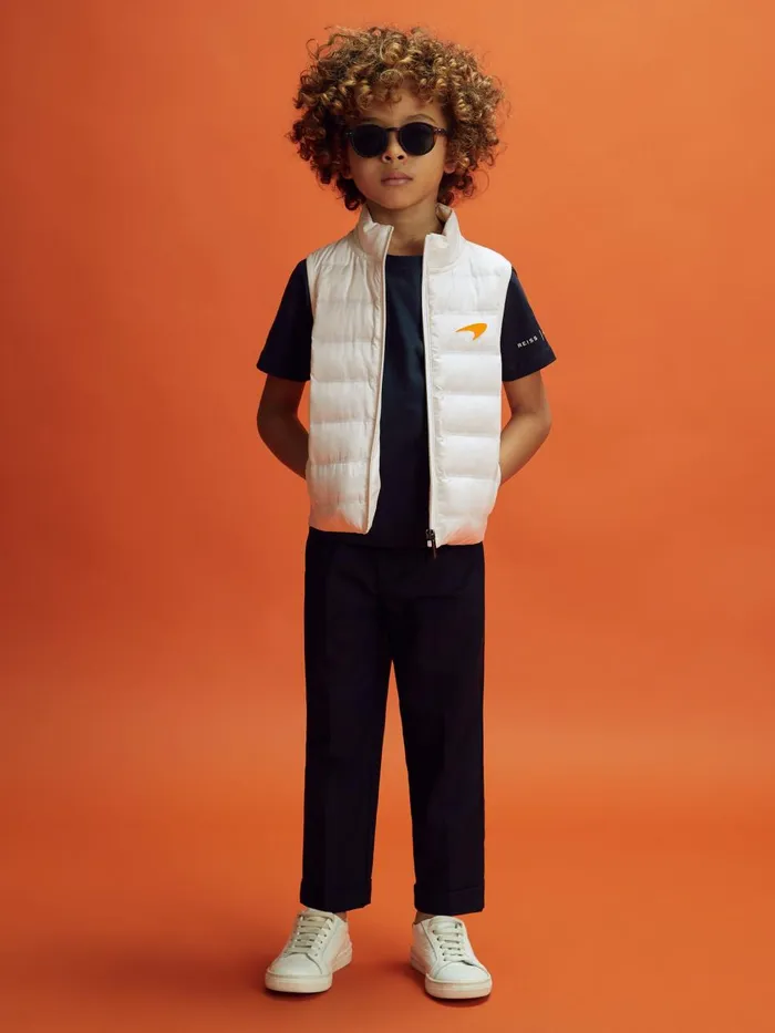 Children Reiss Reiss X Mclaren F1 Team F1 Hybrid Quilt And Knit Gilet White